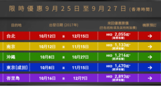 日本線Flash Sale！11月15日前出發，來回沖繩$890、東京$1,030 – 香港航空