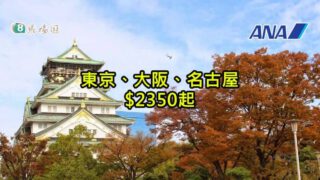 全日空 東京、大阪、名古屋 $2350起